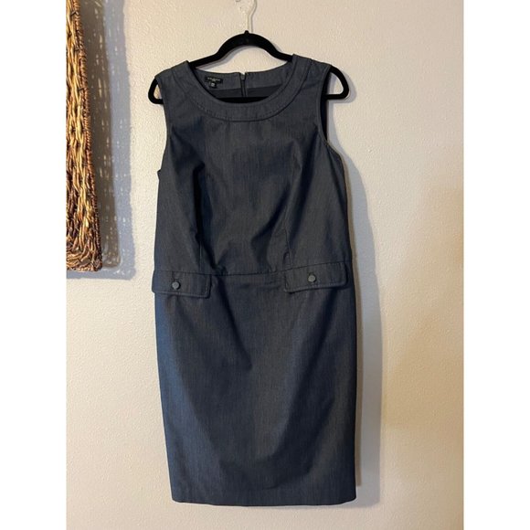 Talbots Dress 14W Dark Gray Stretch Cotton Career Church Pockets - Picture 10 of 11